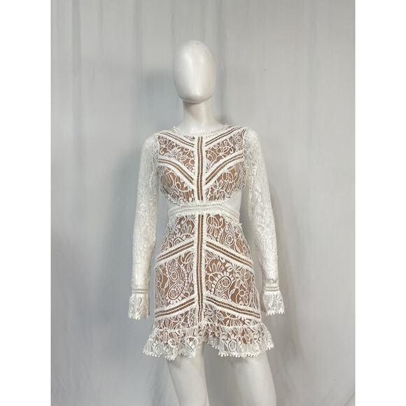 For Love & Lemons 'Emerie' White Nylon Cut Out Dress Size S - Picture 2 of 5